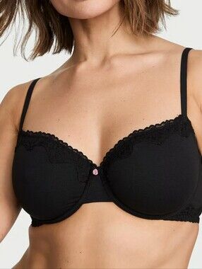 Victoria Secret Balconette Black Lace Trim T-Shirt Bra - Women Intimates